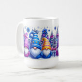 Christmas Purple & Blue Gnomes コーヒーマグカップ (正面左)