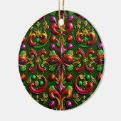 CHRISTMAS Purple Gold Green 3D Ribbons ~ セラミックオーナメント (左)