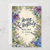 Christmas Purple Poinsettia Elegance シーズンカード (正面)