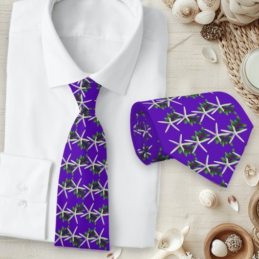 Christmas Purple Starfish pattern tie ネクタイ