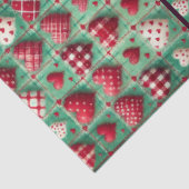 Christmas Quilted Hearts Green Red White Decoupage 薄葉紙 (詳細)
