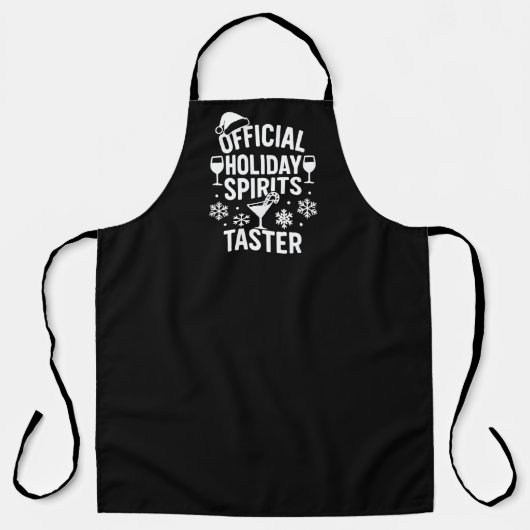 Christmas quote funny party spirits taster black エプロン (正面)