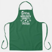 Christmas quote funny party spirits taster green エプロン (正面)