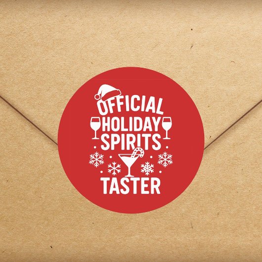 Christmas quote funny party spirits taster red ラウンドシール