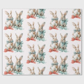 Christmas Rabbits with Bows Wrapping Paper ラッピングペーパー (フラット)