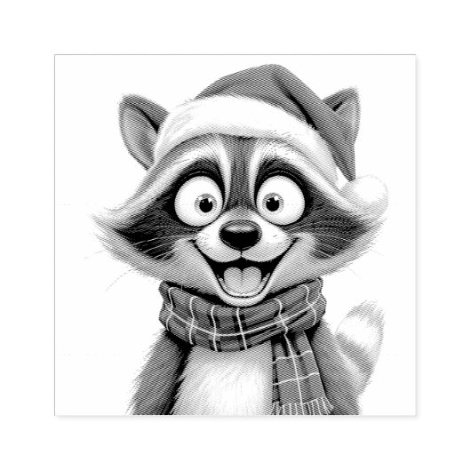 Christmas Raccoon ラバースタンプ (インプリント)