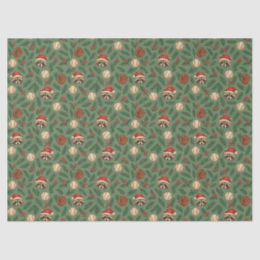 Christmas Raccoon Baseball Tissue Paper 薄葉紙 (正面)