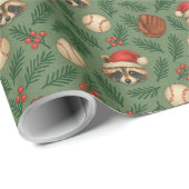 Christmas Raccoon Baseball Wrapping Paper ラッピングペーパー (ロールコーナー)