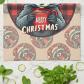 Christmas Raccoon Cocoa Cheer キッチンタオル (折り畳み)