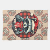 Christmas Raccoon Cocoa Cheer キッチンタオル (横)