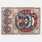 Christmas Raccoon Cocoa Cheer スローブランケット (正面)