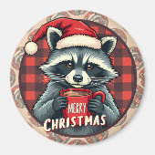 Christmas Raccoon Cocoa Cheer マグネット (正面)