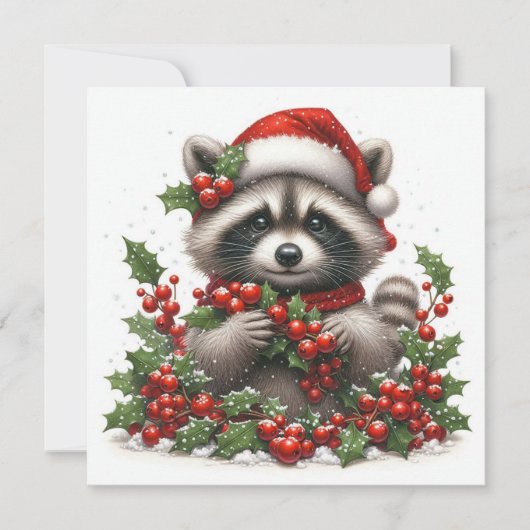 Christmas Raccoon Greeting Card シーズンカード (正面)