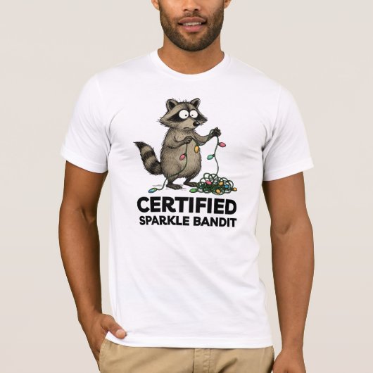 Christmas Raccoon holiday certified sparkle bandit Tシャツ (正面)