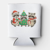 Christmas Raccoon Santa Hat Tree Xmas Lights 缶クーラー (正面)