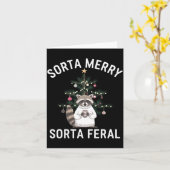 Christmas Raccoon Sorta Merry Sorta Feral Xmas  カード (黄色い花)