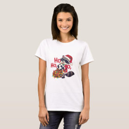 Christmas raccoon stealing a soccer ball tシャツ