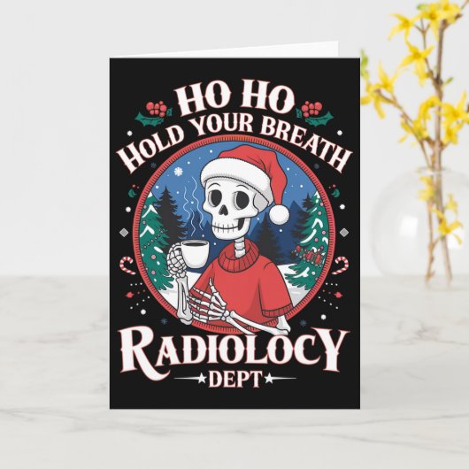 Christmas Radiology Tech Skeleton Xray Tech Ct Mri カード (黄色い花)