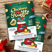 Christmas Raffle Green & Gold Holiday Ticket Sack チラシ