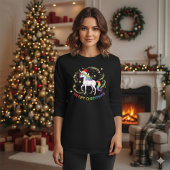 Christmas Rainbow Unicorn Santa Hat Tシャツ