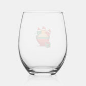 Christmas Ramen Cat Santa Anime Meow Kitty Meow Ca ステムなしワイングラス (裏面)