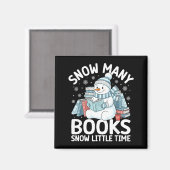 Christmas Reading Snowman So Many Books Men Women  マグネット (正面/裏面)