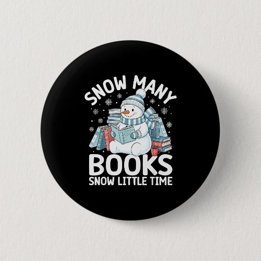 Christmas Reading Snowman So Many Books Men Women  缶バッジ (正面)