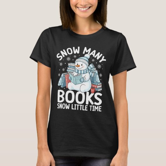 Christmas Reading Snowman So Many Books Men Women  Tシャツ (正面)
