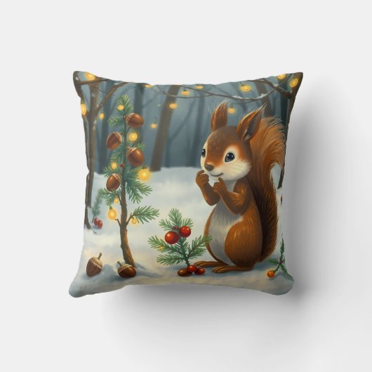 Christmas ready with the red squirrel in the woods クッション (裏面)