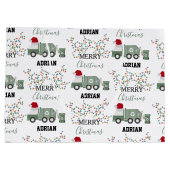 Christmas Recycling Garbage Truck Custom Name  ラージペーパーバッグ (裏面)