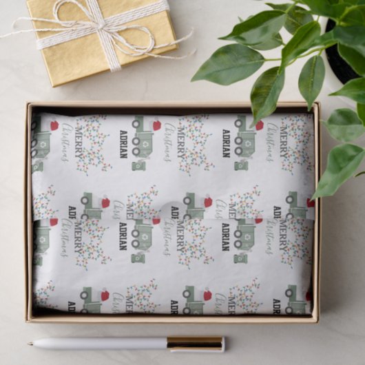 Christmas Recycling Garbage Truck Custom Name  薄葉紙 (ギフト)