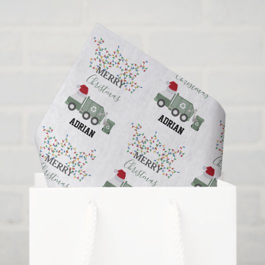 Christmas Recycling Garbage Truck Custom Name  薄葉紙 (ギフトバッグ)