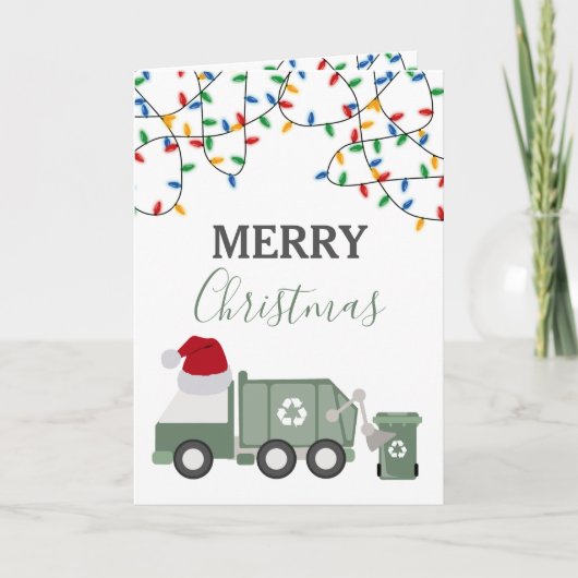 Christmas Recycling Garbage Truck Santa Hat シーズンカード (正面)