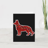 Christmas Red And Black Buffalo Plaid German Sheph カード (正面)