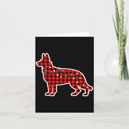 Christmas Red And Black Buffalo Plaid German Sheph カード (正面)
