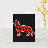 Christmas Red And Black Buffalo Plaid German Sheph カード (黄色い花)