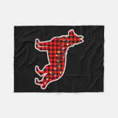 Christmas Red And Black Buffalo Plaid German Sheph フリースブランケット (正面(横))