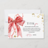 Christmas Red and Gold Baby Shower サンキューカード (正面)