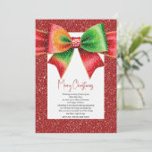 Christmas red and green bow and snowflakes シーズンカード (スタンド正面)