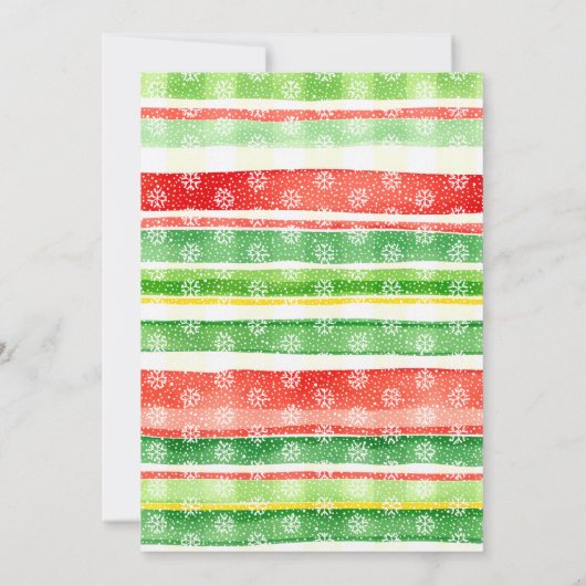 Christmas red and green bow and stripes party 招待状 (裏面)