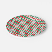Christmas Red and Green Chevron Paper Plates ペーパープレート (アングル)