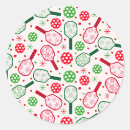 Christmas Red and Green Pickleball Paddles  ラウンドシール
