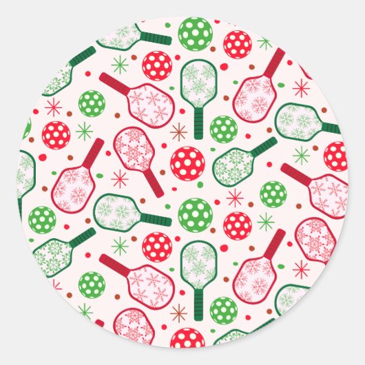 Christmas Red and Green Pickleball Paddles  ラウンドシール (正面)