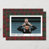 Christmas Red and Green Plaid Single Photo シーズンカード (正面/裏面)