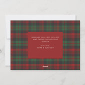 Christmas Red and Green Plaid Single Photo シーズンカード (裏面)