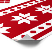 Christmas Red and White Deer and Trees Pattern ポスター (角)
