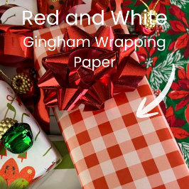 Christmas Red and White Gingham ラッピングペーパー