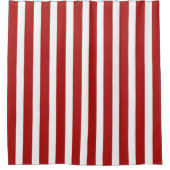 Christmas Red and White Vertical Striped Stylish シャワーカーテン (正面)