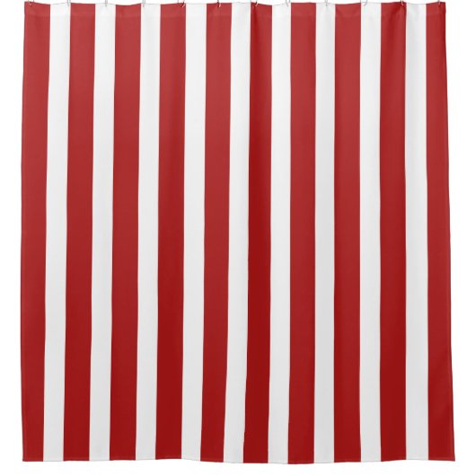 Christmas Red and White Vertical Striped Stylish シャワーカーテン (正面)