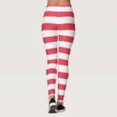 Christmas Red and White Wide Stripe Leggings レギンス (裏面)